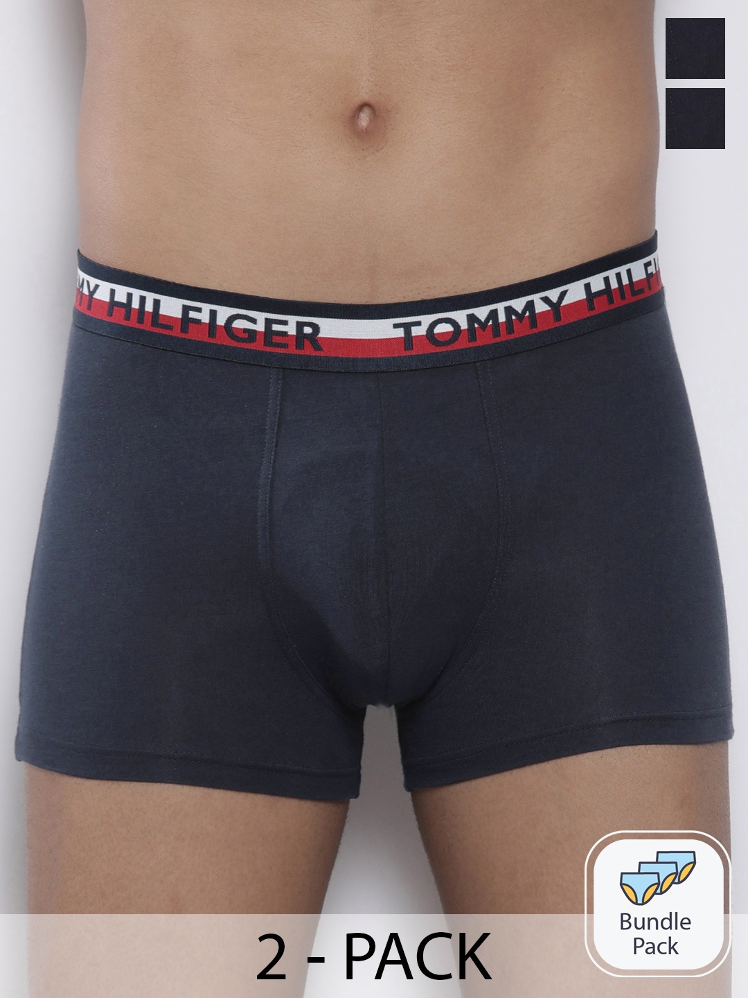 

Tommy Hilfiger Men Pack of 2 Solid Trunks, Navy blue
