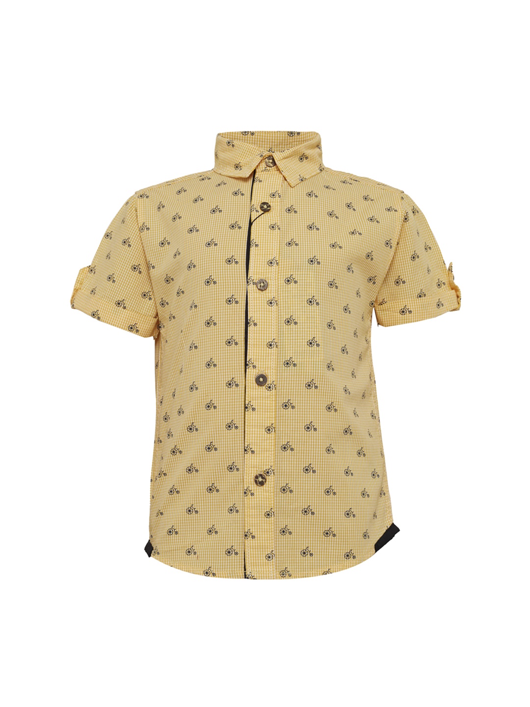 

TALES & STORIES Boys Yellow Standard Regular Fit Printed Casual Shirt