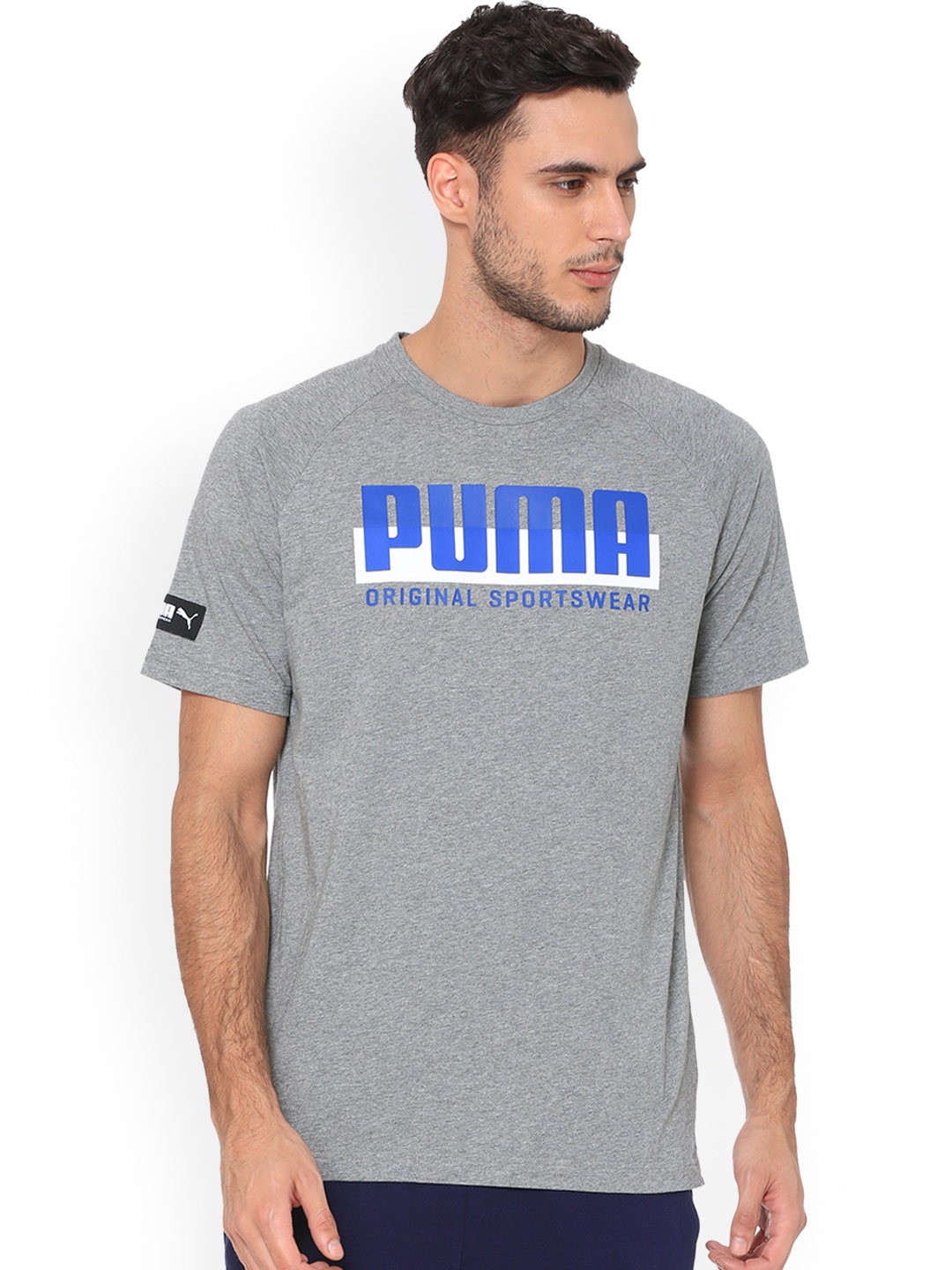 

Puma Men Grey Printed Round Neck Athletics T-shirt