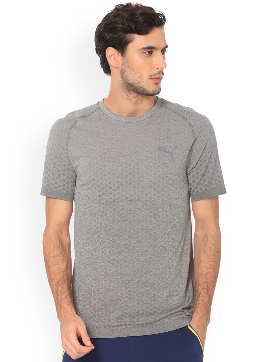 

Puma Men Grey Solid Round Neck T-shirt