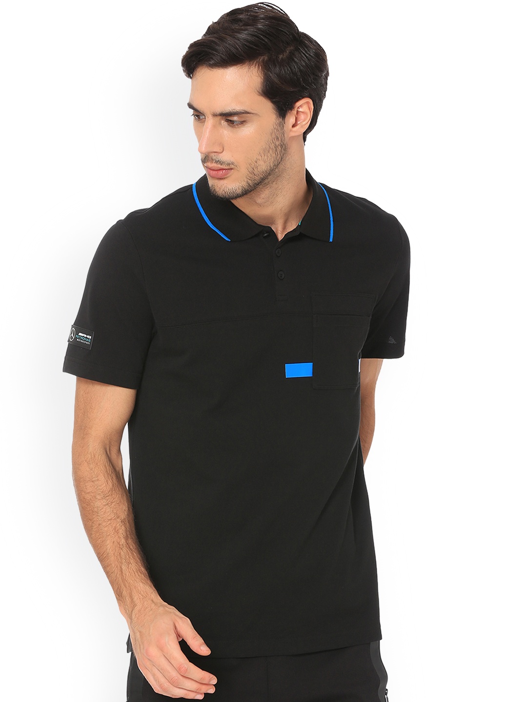 

PUMA Motorsport Men Black Solid Polo Collar MAPM MSP T-shirt