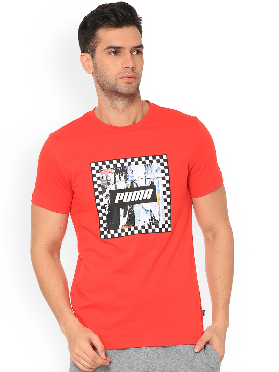 

Puma Men Red Printed Round Neck T-shirt