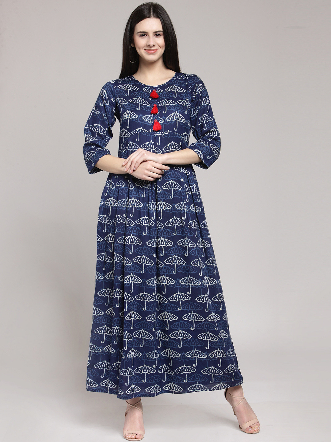 

plusS Women Navy Blue Quirky Printed A-Line Kurta