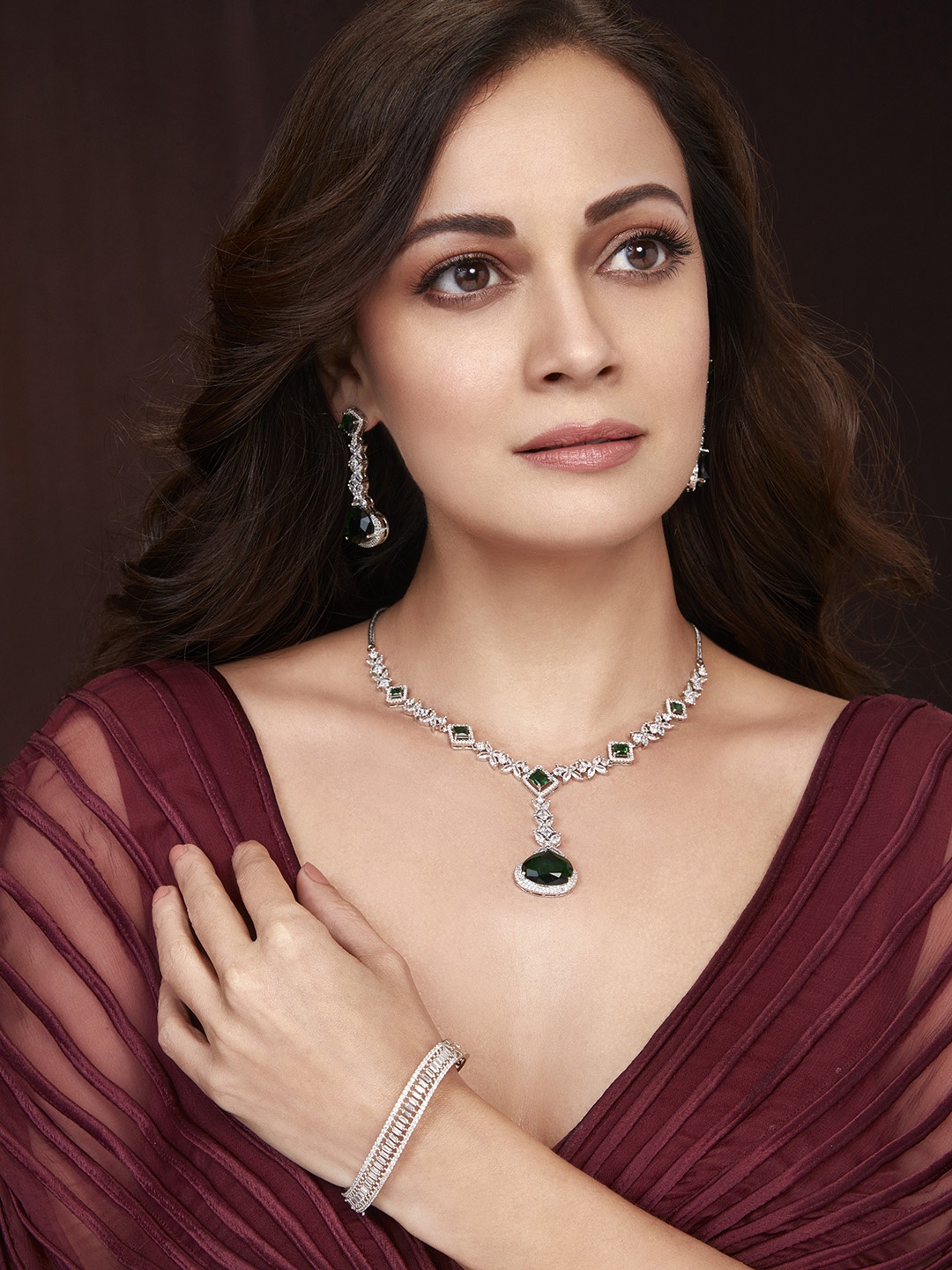 

Priyaasi Silver-Plated CZ Stone-Studded Handcrafted Bangle-Style Bracelet
