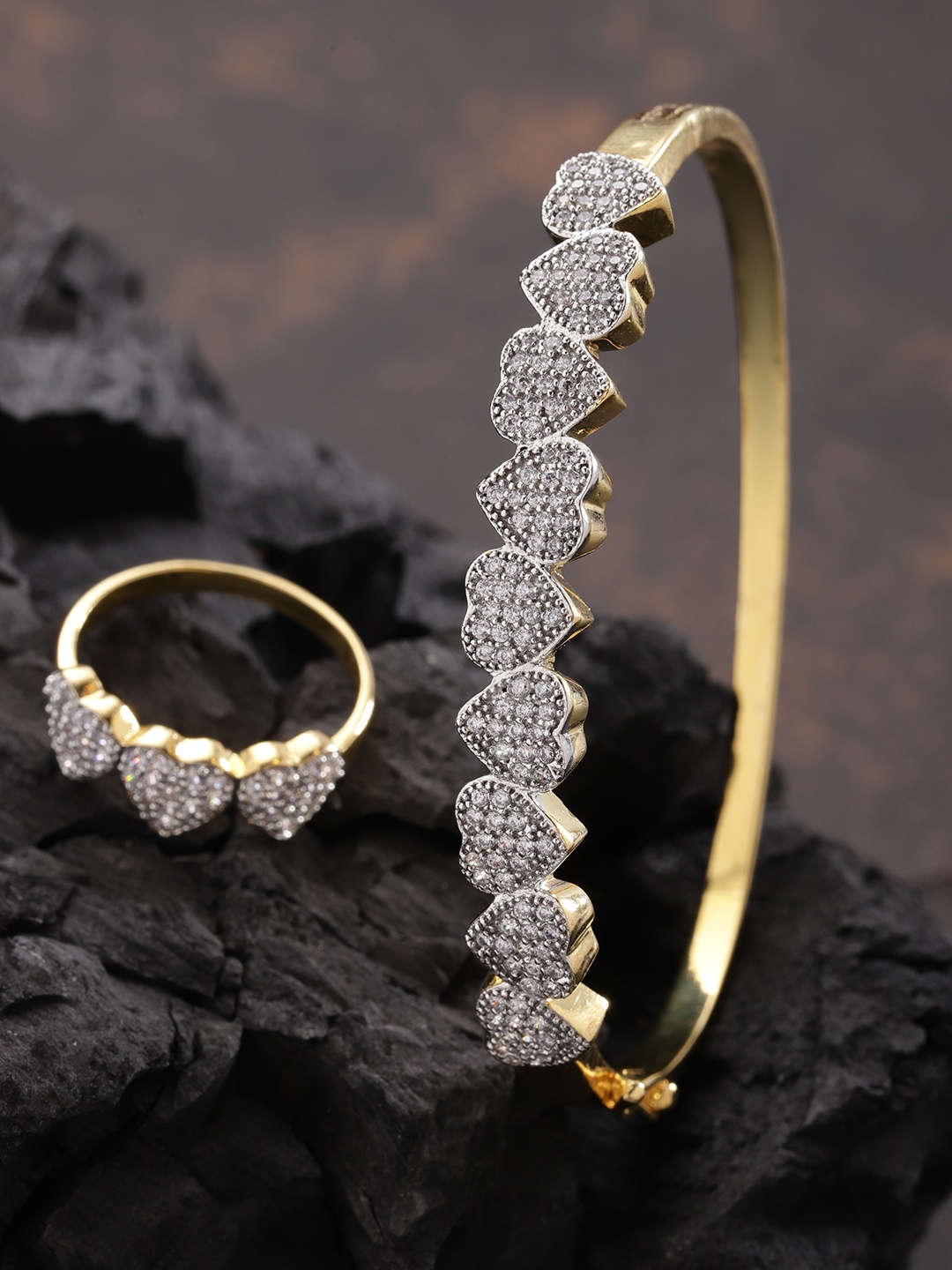 

Priyaasi Gold-Plated CZ Stone-Studded Handcrafted Jewellery Set