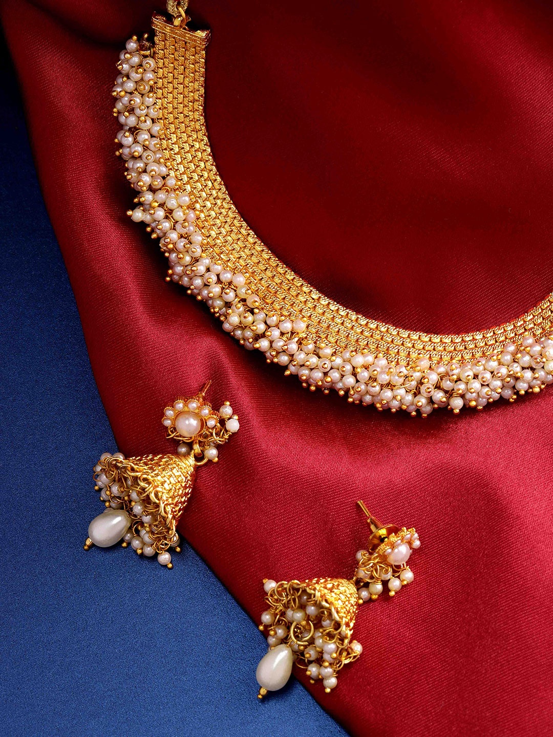 

Priyaasi Designer Off-White Gold-Plated Beaded Handcrafted Jewellery Set