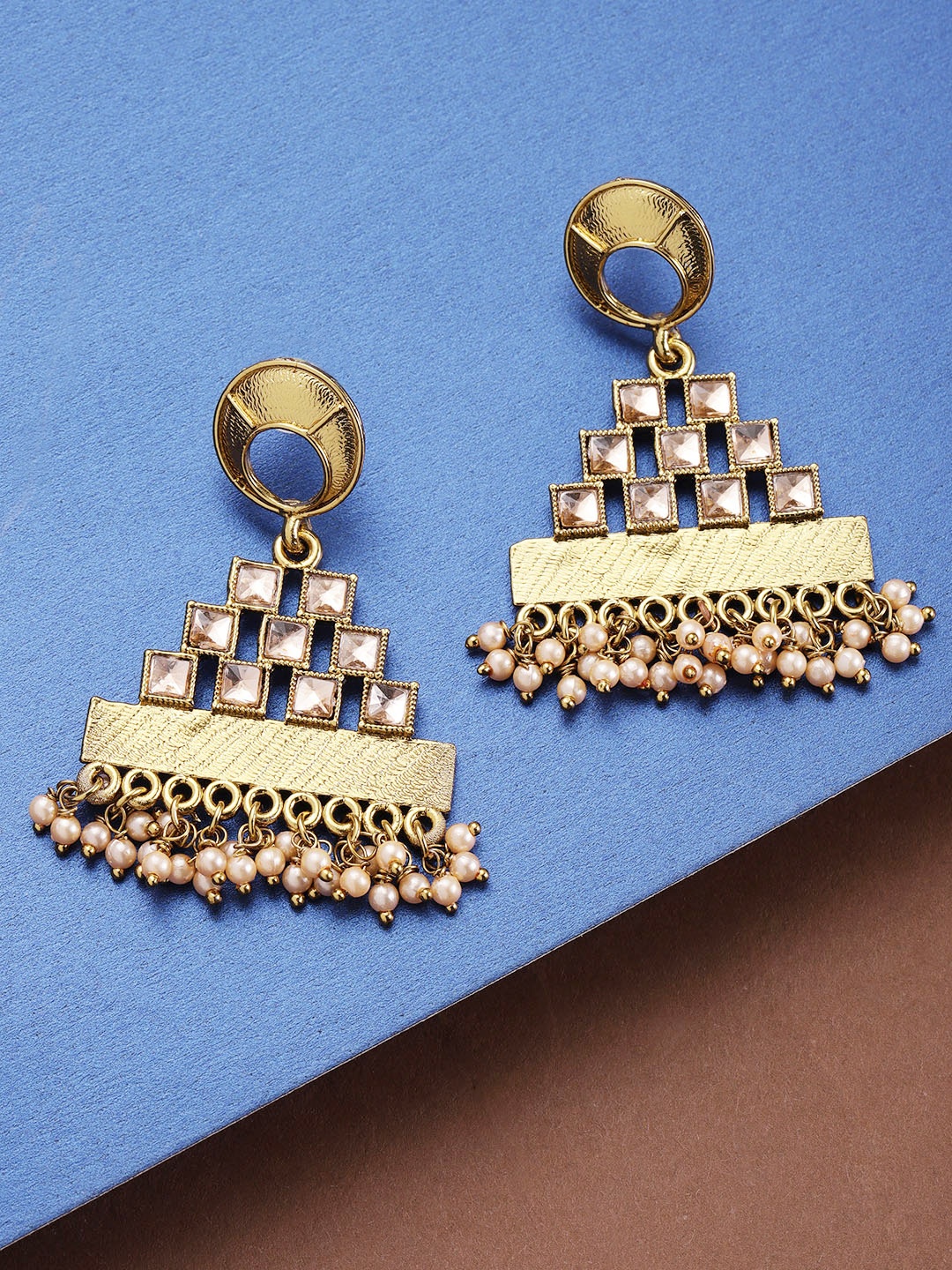 

Priyaasi Gold-Plated Handcrafted Kundan Studded Drop Earrings