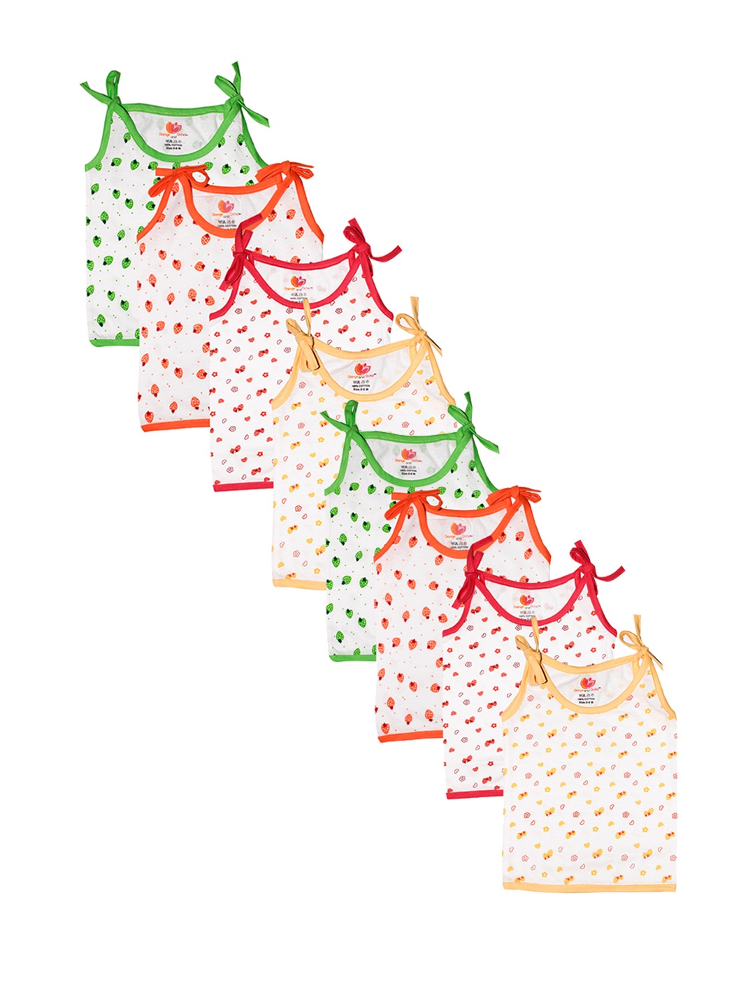 

Orange and Orchid Kids Pack of 8 Printed Jhablas, Multi