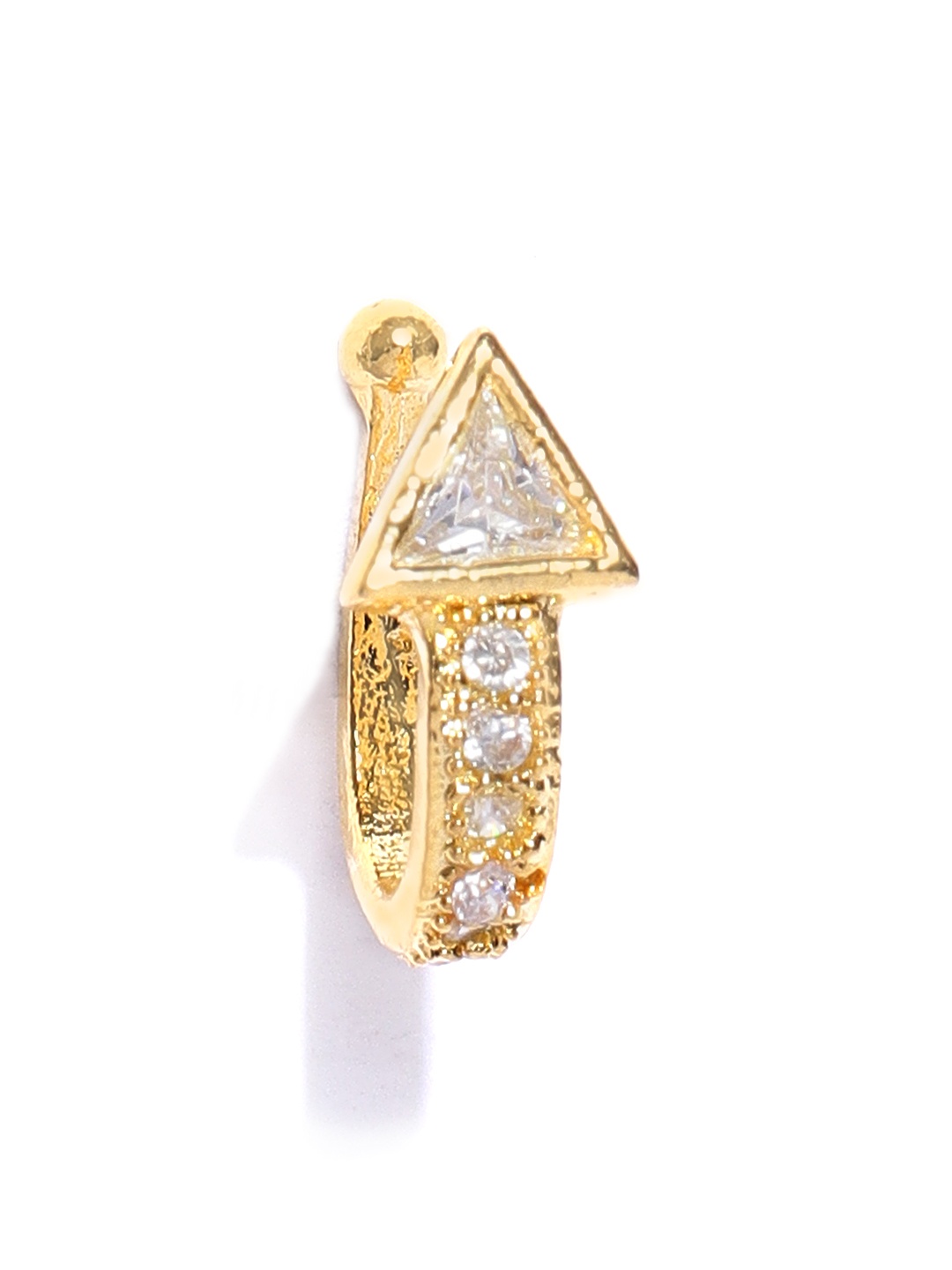 

Priyaasi Gold-Plated CZ-Studded Textured Clip-on Nosepin
