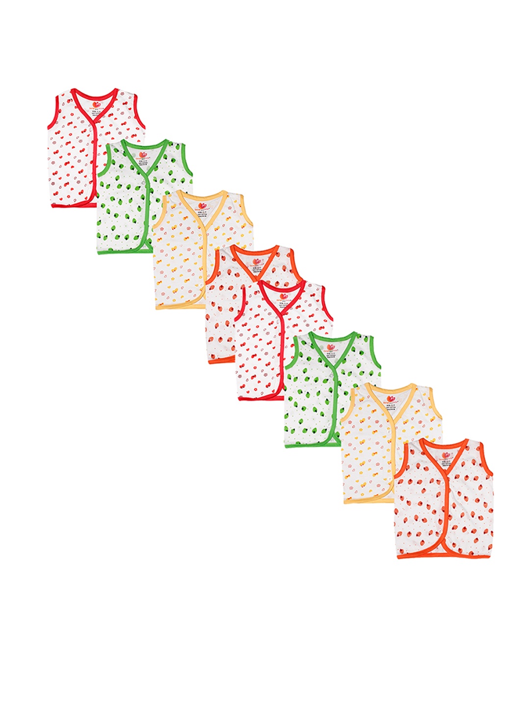 

Orange and Orchid Pack of 7 Innerwear Vests, Multi