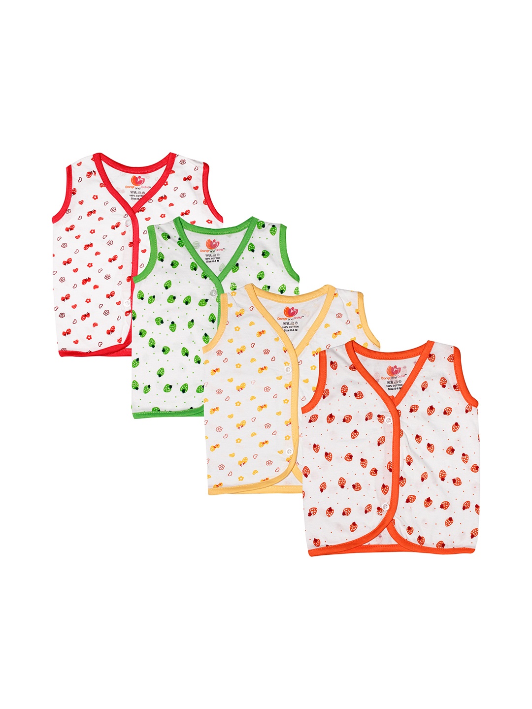 

Orange and Orchid KIds Pack of 4 Printed Jhablas ONOCMB017, Green