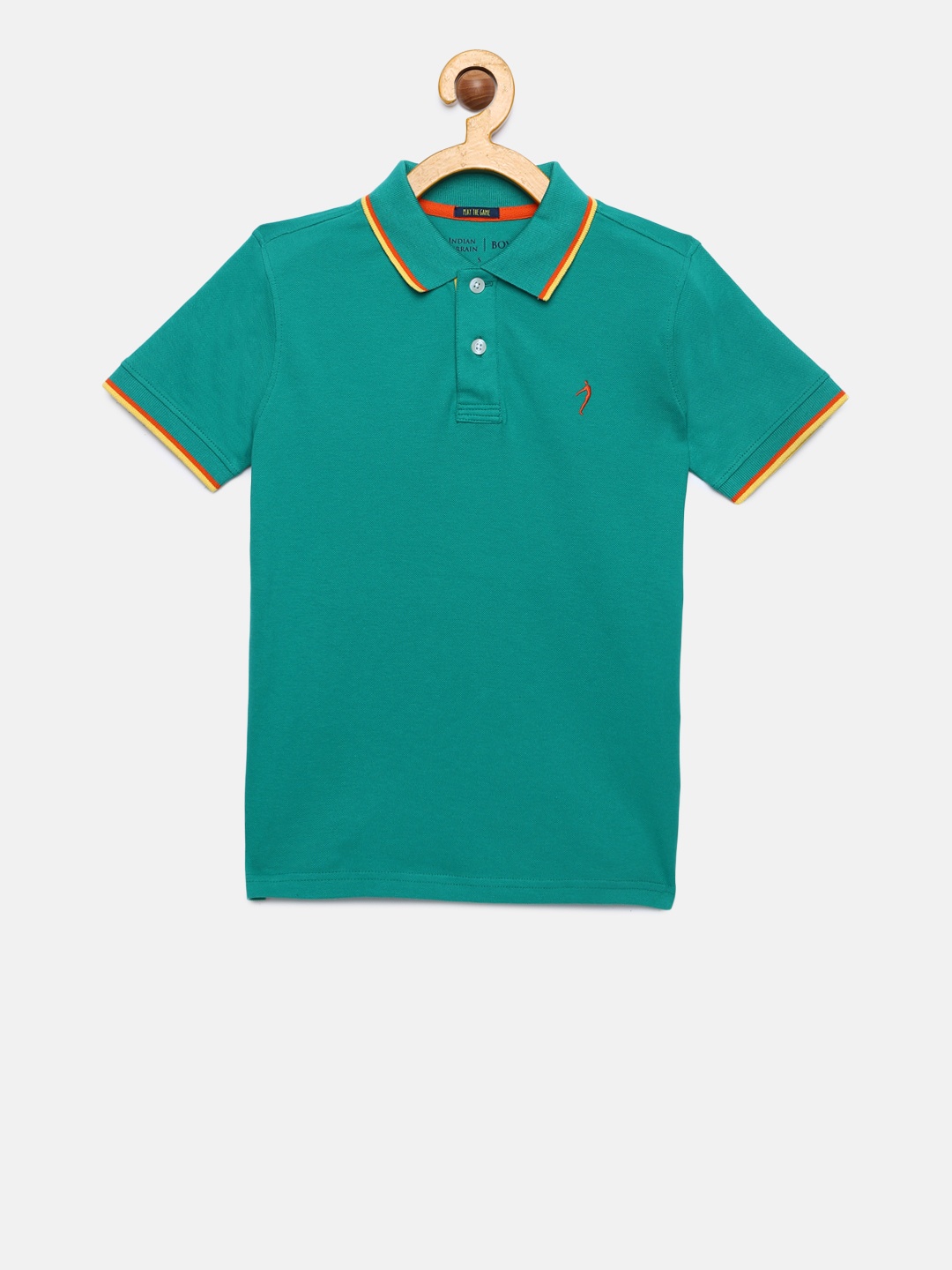 

Indian Terrain Boys Green Solid Polo Collar T-shirt