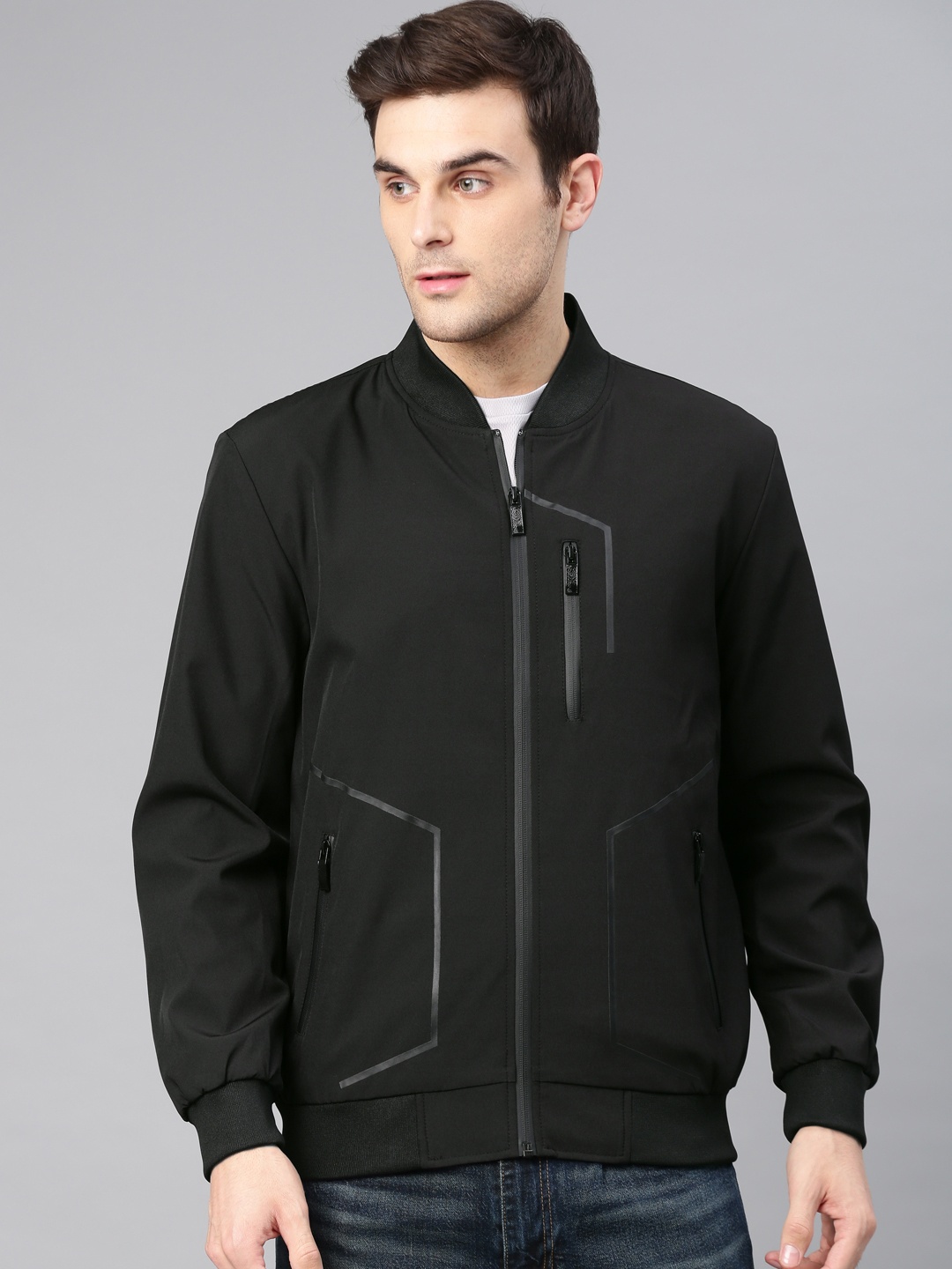 

HRX by Hrithik Roshan Men Black Solid Bomber Jacket