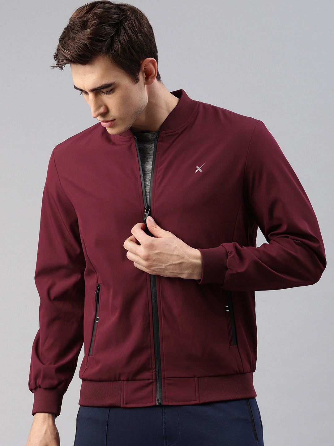 

HRX by Hrithik Roshan Men Maroon Solid Jacket
