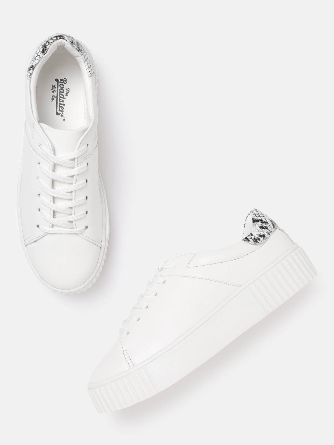 

The Roadster Lifestyle Co Women White Solid Flatform Sneakers