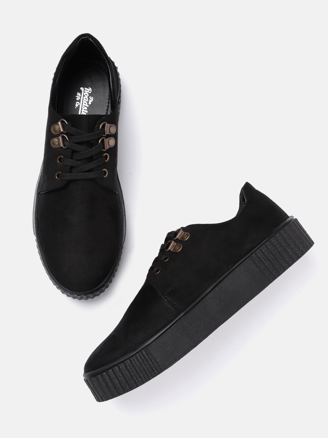 

The Roadster Lifestyle Co Women Black Suede Finish Flatforms