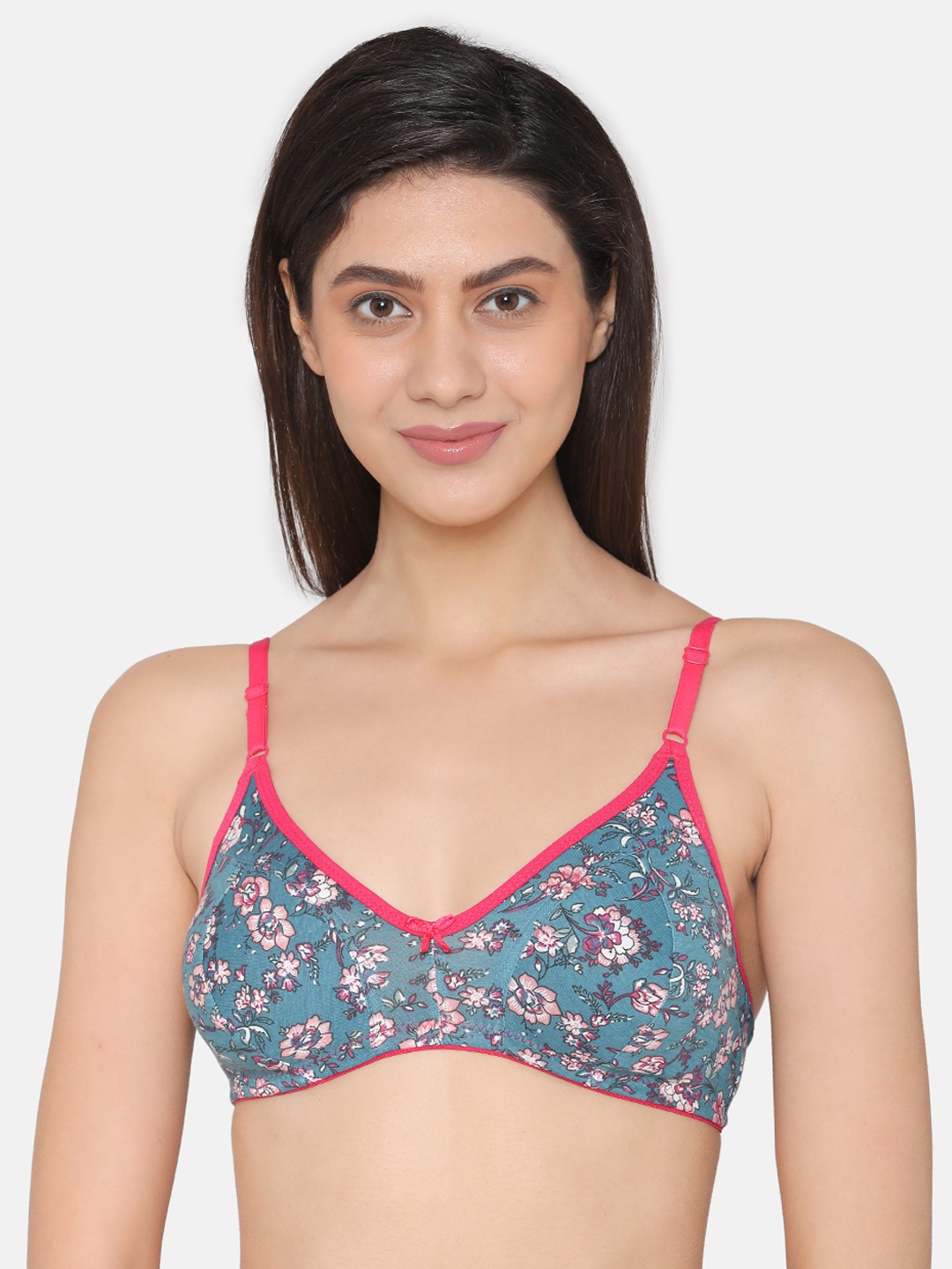 

Clovia Cotton Non-Padded Non-Wired Floral Print Bra, Green