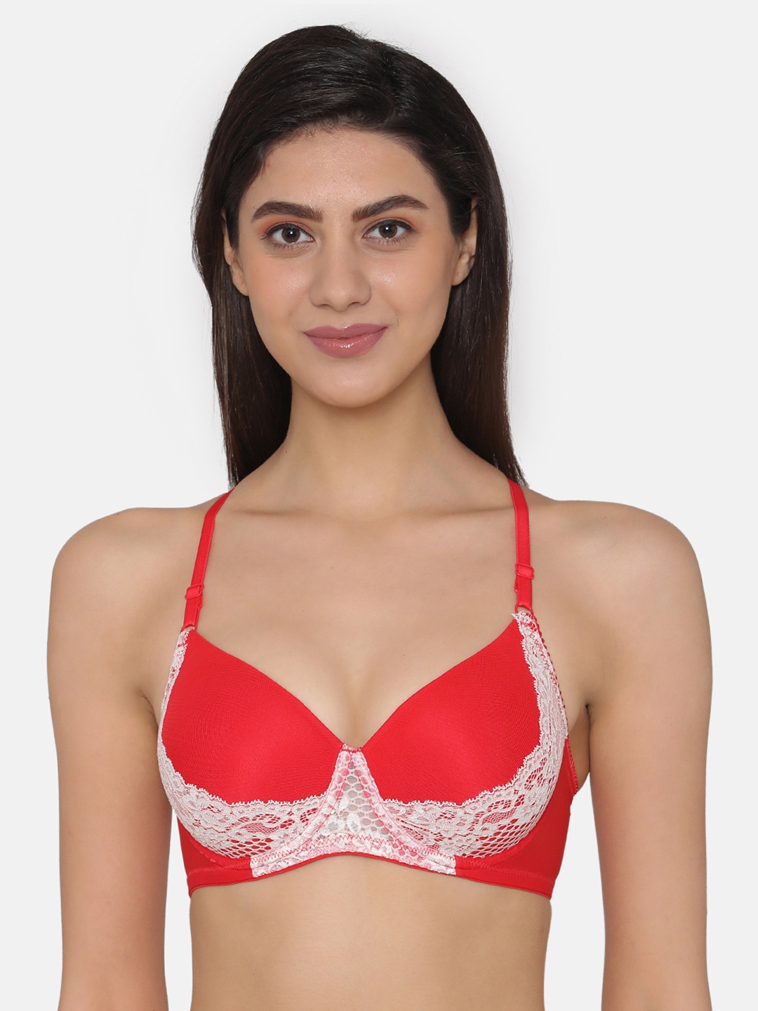 

Clovia Lightly Padded Underwired Racerback Bridal Bra, Red