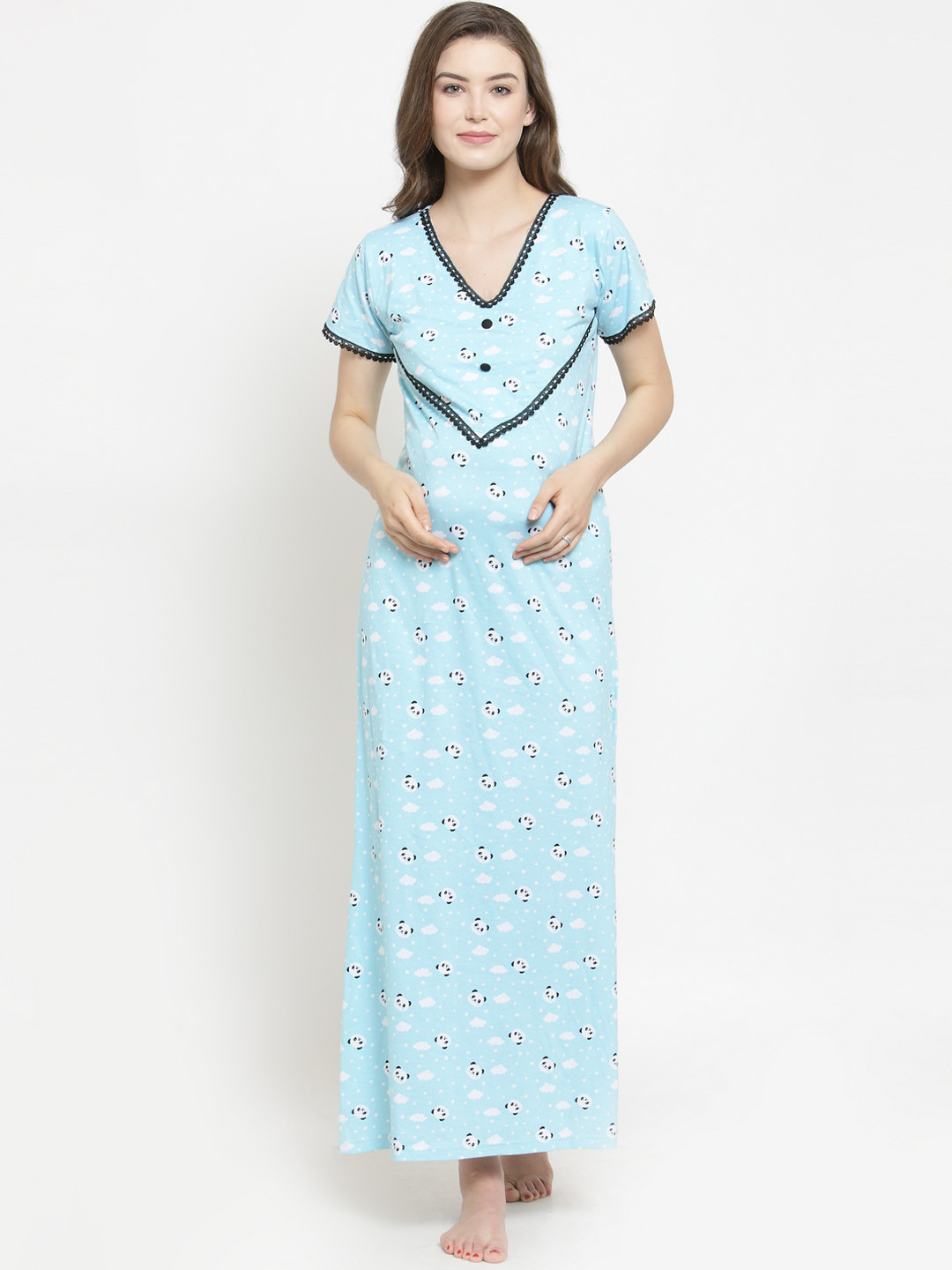

Claura Blue Printed Maternity Nightdress MT-03