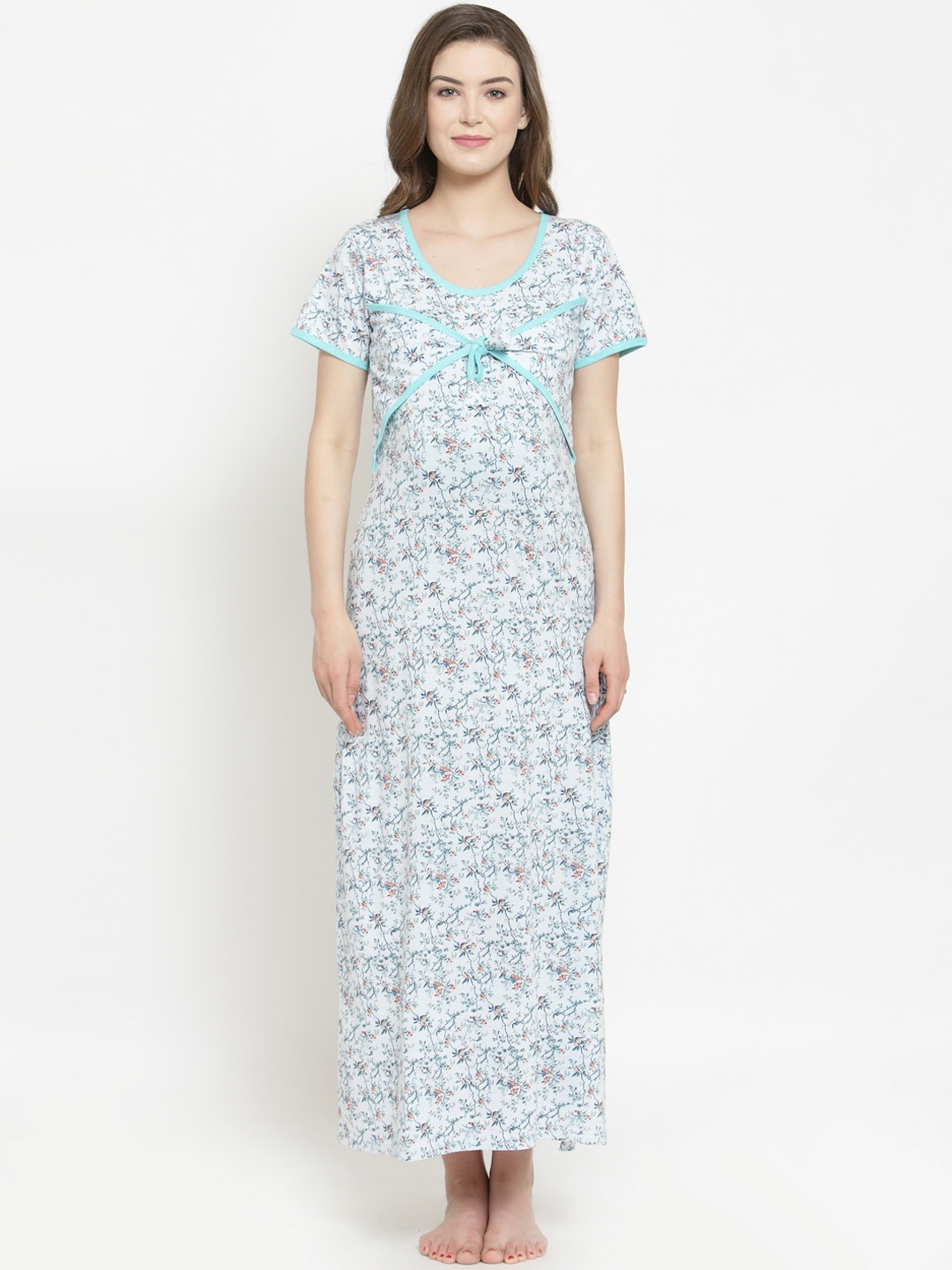 

Claura Blue Printed Maternity Nightdress MT-02