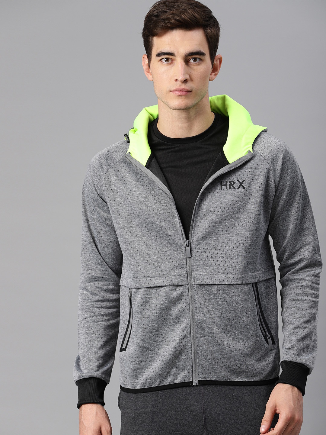 

HRX by Hrithik Roshan Men Lifestyle Grey Solid Hooded Sweatshirt
