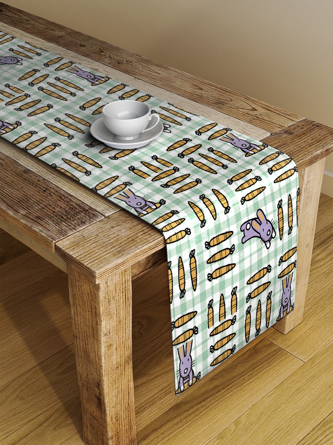 

Alina decor Green & Yellow Digitally Printed Table Runner