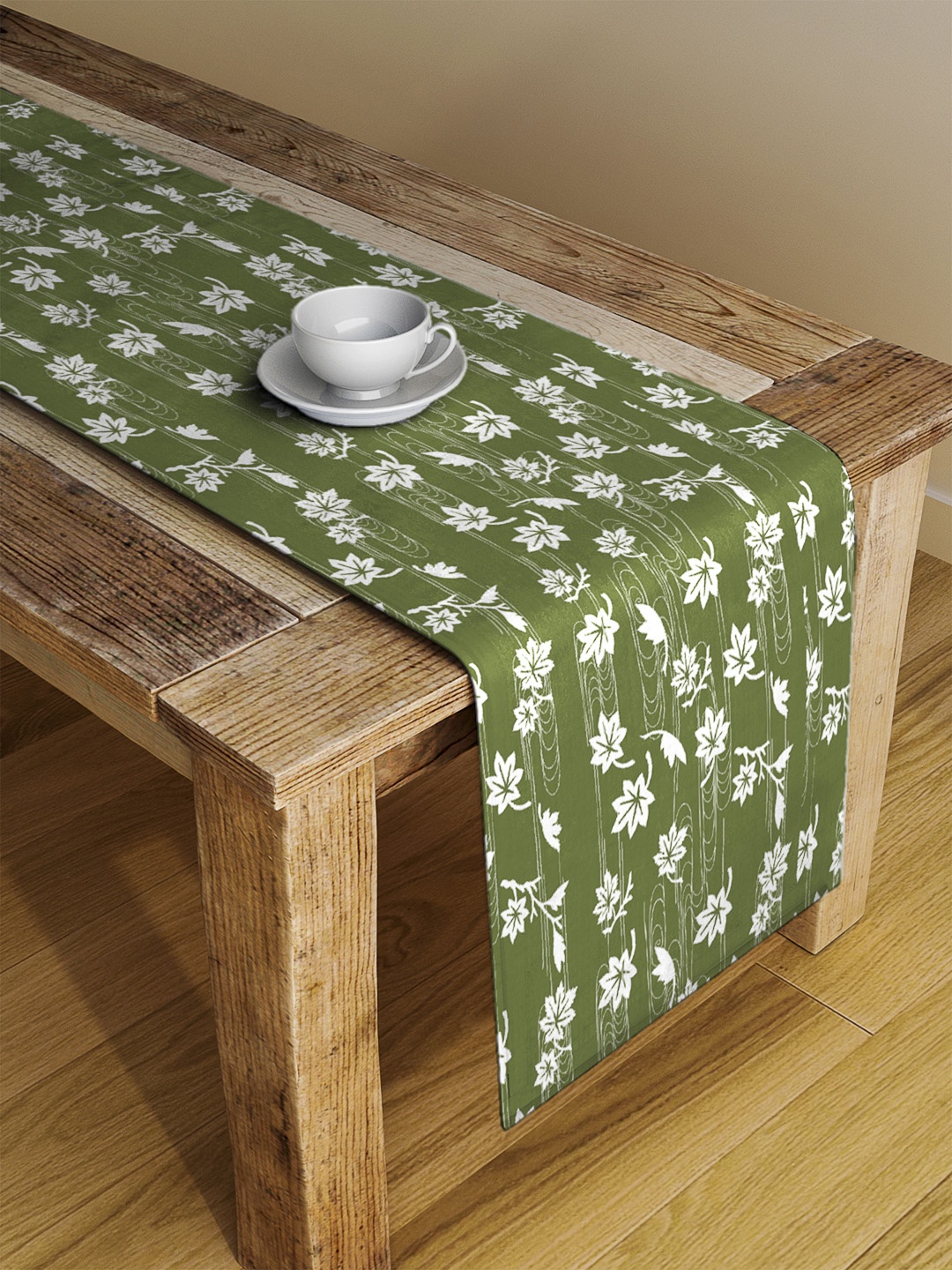 

Alina decor Green & Off White Digitally Printed Table Runner