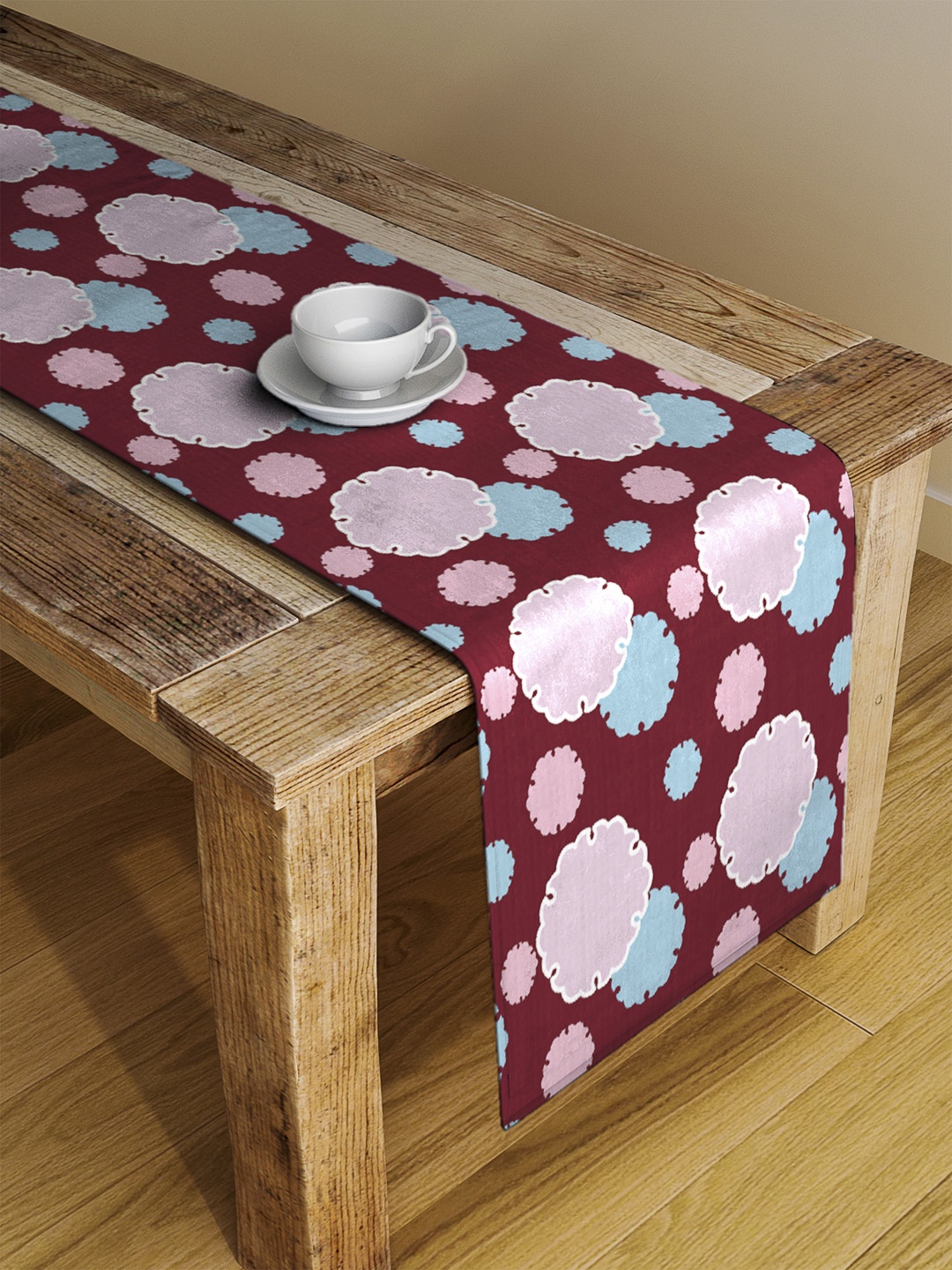 

Alina decor Maroon & Pink Digitally Printed Table Runner