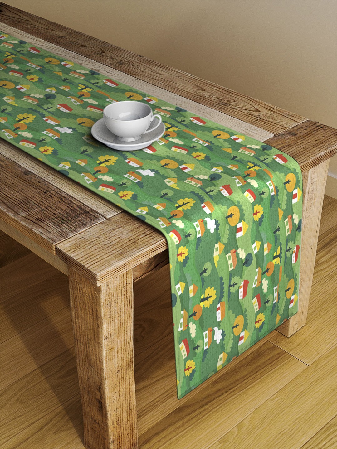 

Alina decor Green Digitally Printed Table Runner