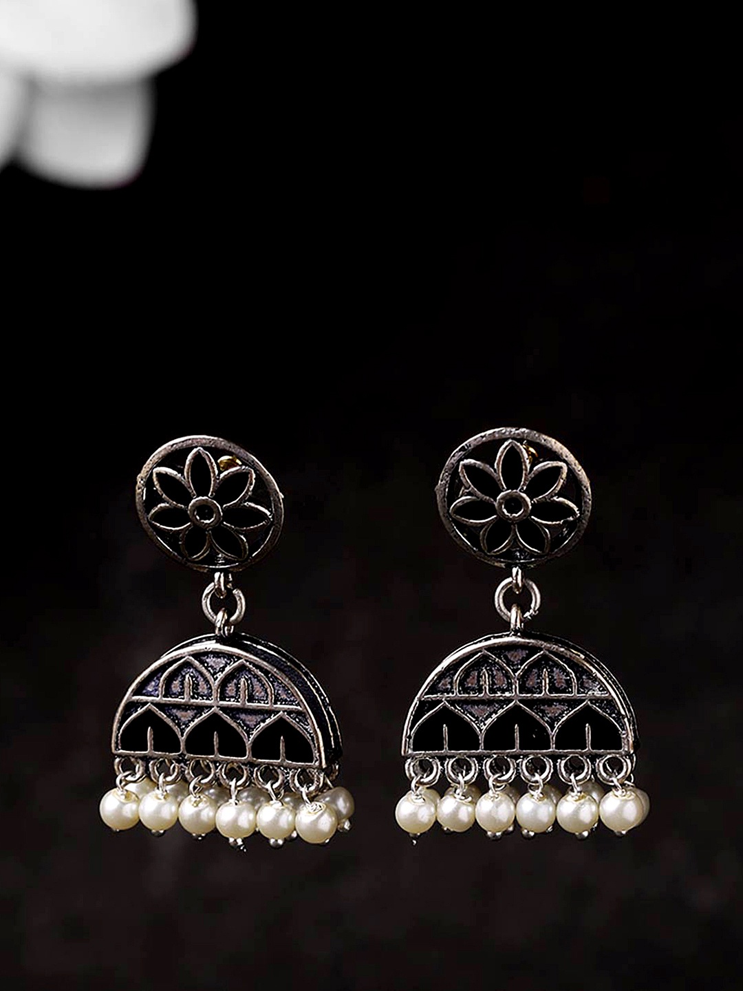 

Voylla Silver-Toned Dome Shaped Jhumkas