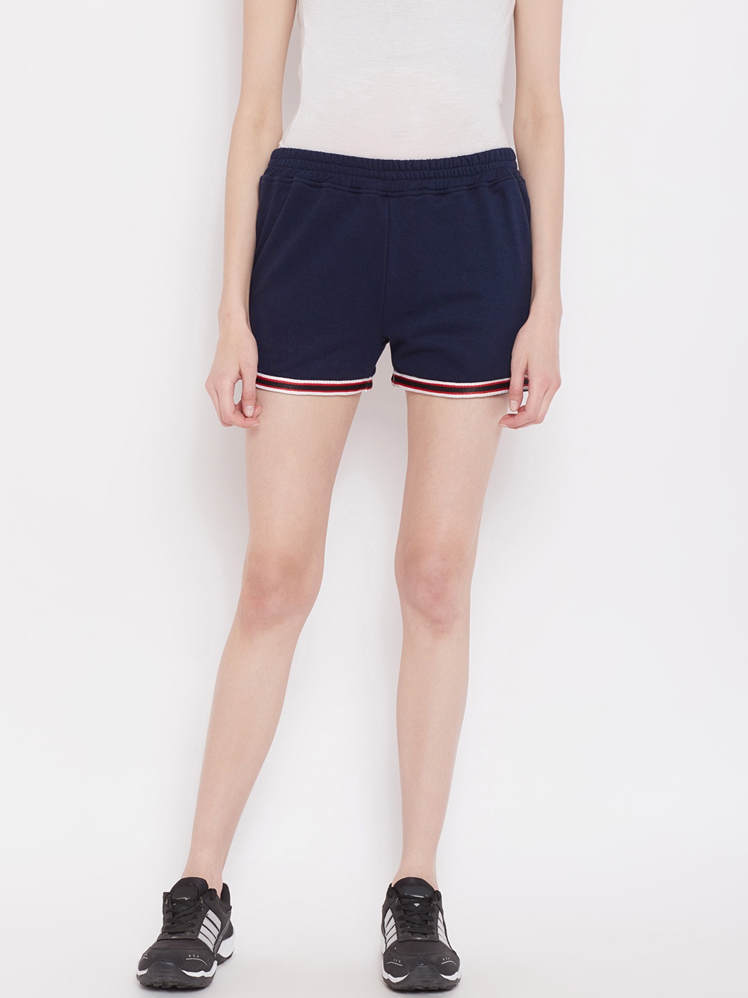 

Alsace Lorraine Paris Women Navy Blue Solid Regular Fit Regular Shorts