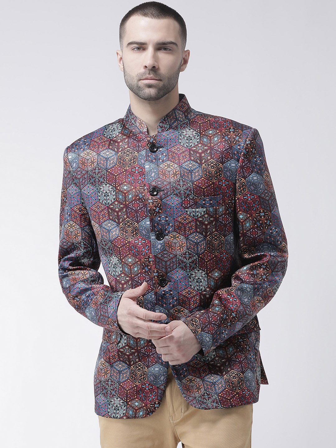 

Hangup Men Multicoloured Printed Single-Breasted Blazer, Multi