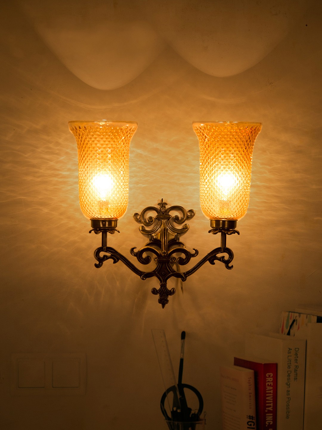 

Fos Lighting Spanish Antique Finished Lustrous Wallchiere, Gold