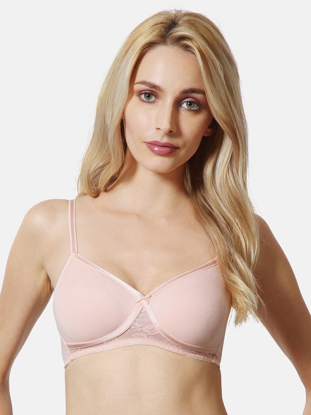 

Van Heusen Women Peach Plum Solid Anti Bacterial Wireless Crossover Bra, Pink