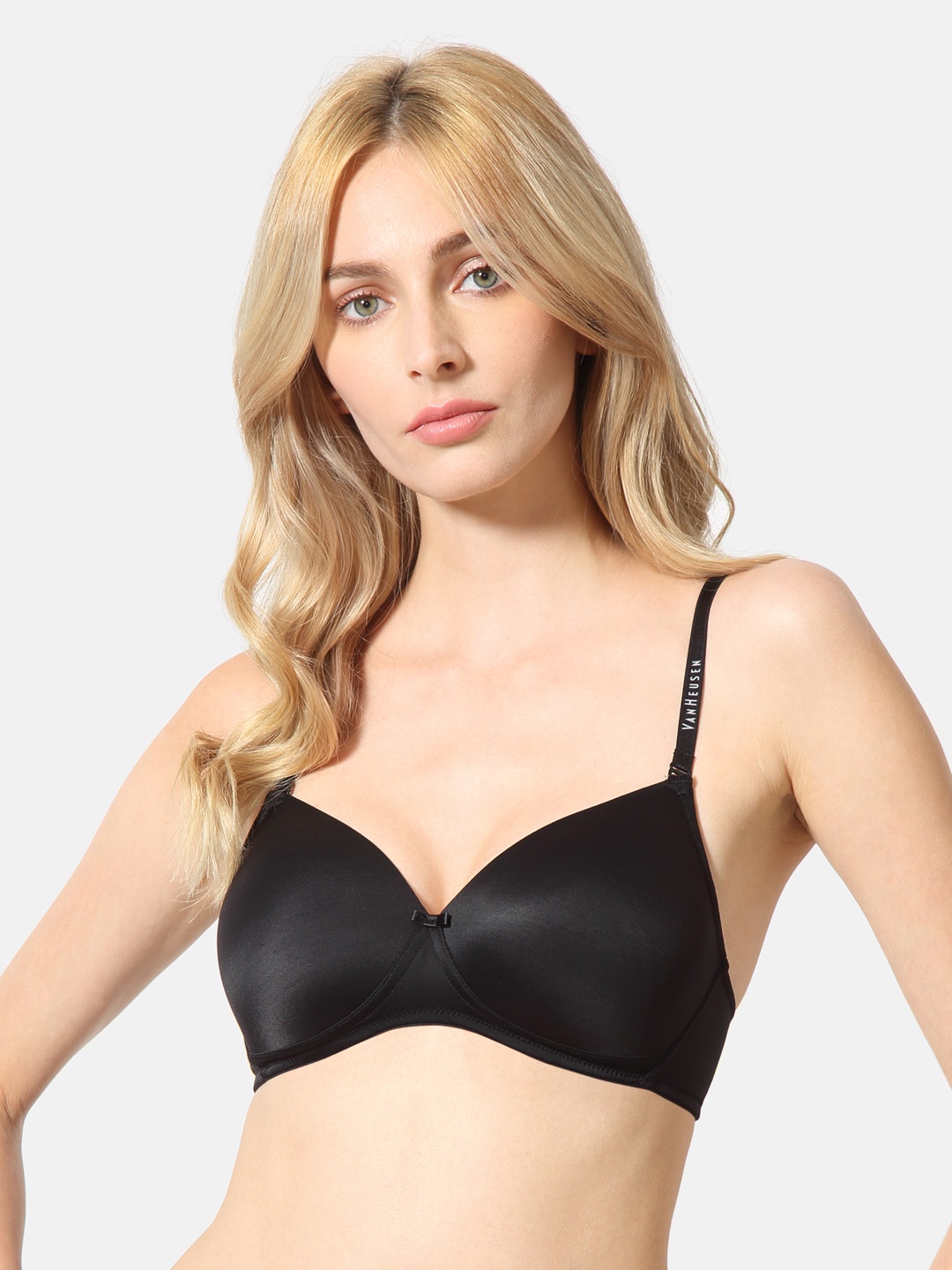

Van Heusen Solid Lightly Padded Plush Back No Slip Strap Wireless T-Shirt Bra, Black
