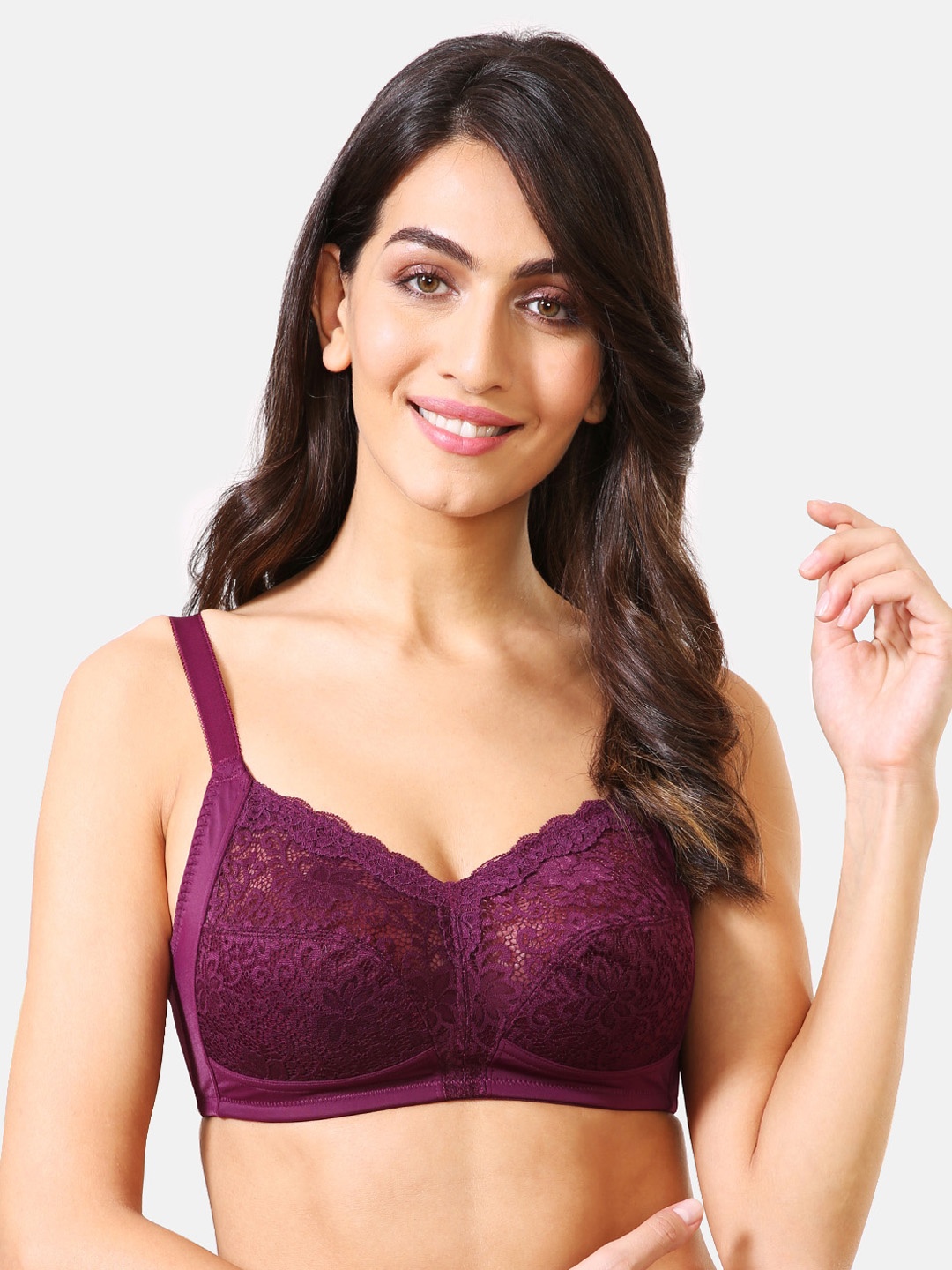 

Van Heusen Non-Wired Non Padded Everyday Lace Plush Back No Slip Strap Bra, Burgundy