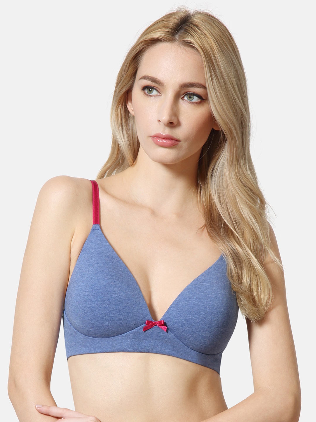 

Van Heusen Women Denim Melange Solid Anti Bacterial Padded Live-In Bra, Blue