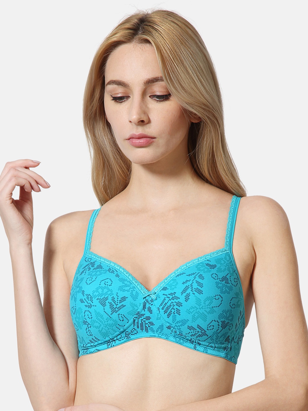

Van Heusen Women Peacock Blue Base Printed Antibacterial Wireless Bra ILIBR1CSPIW7811003