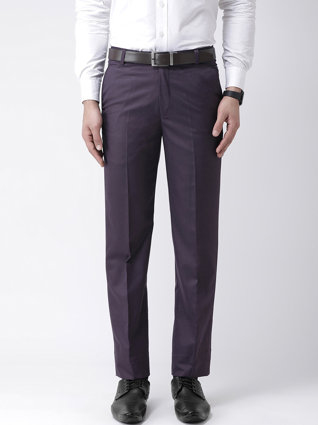 

Hangup Men Purple Smart Regular Fit Solid Formal Trousers