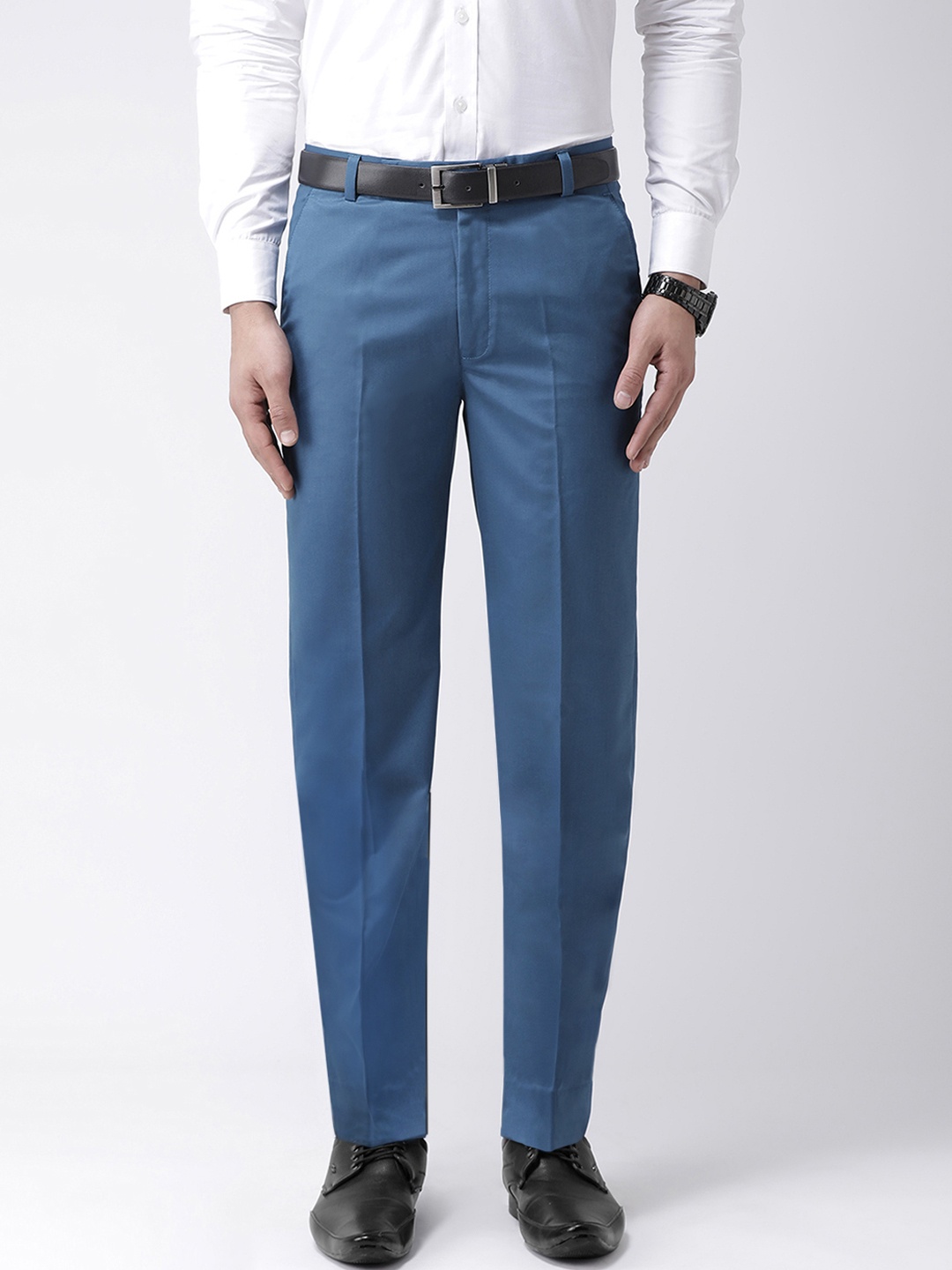 

Hangup Men Blue Smart Regular Fit Solid Formal Trousers