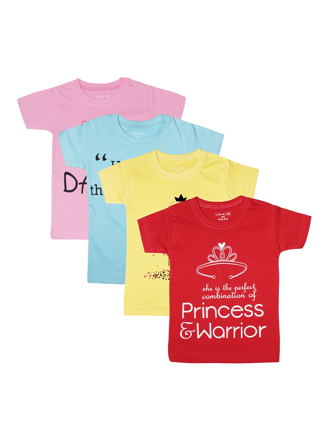 

Luke & Lilly Girls Pack Of 4 Printed Round Neck T-shirts, Multi