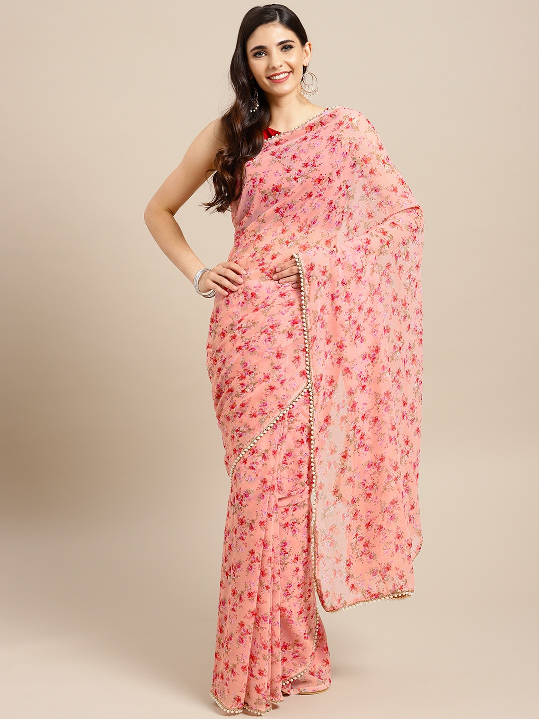 

Tikhi Imli Pink Printed Saree