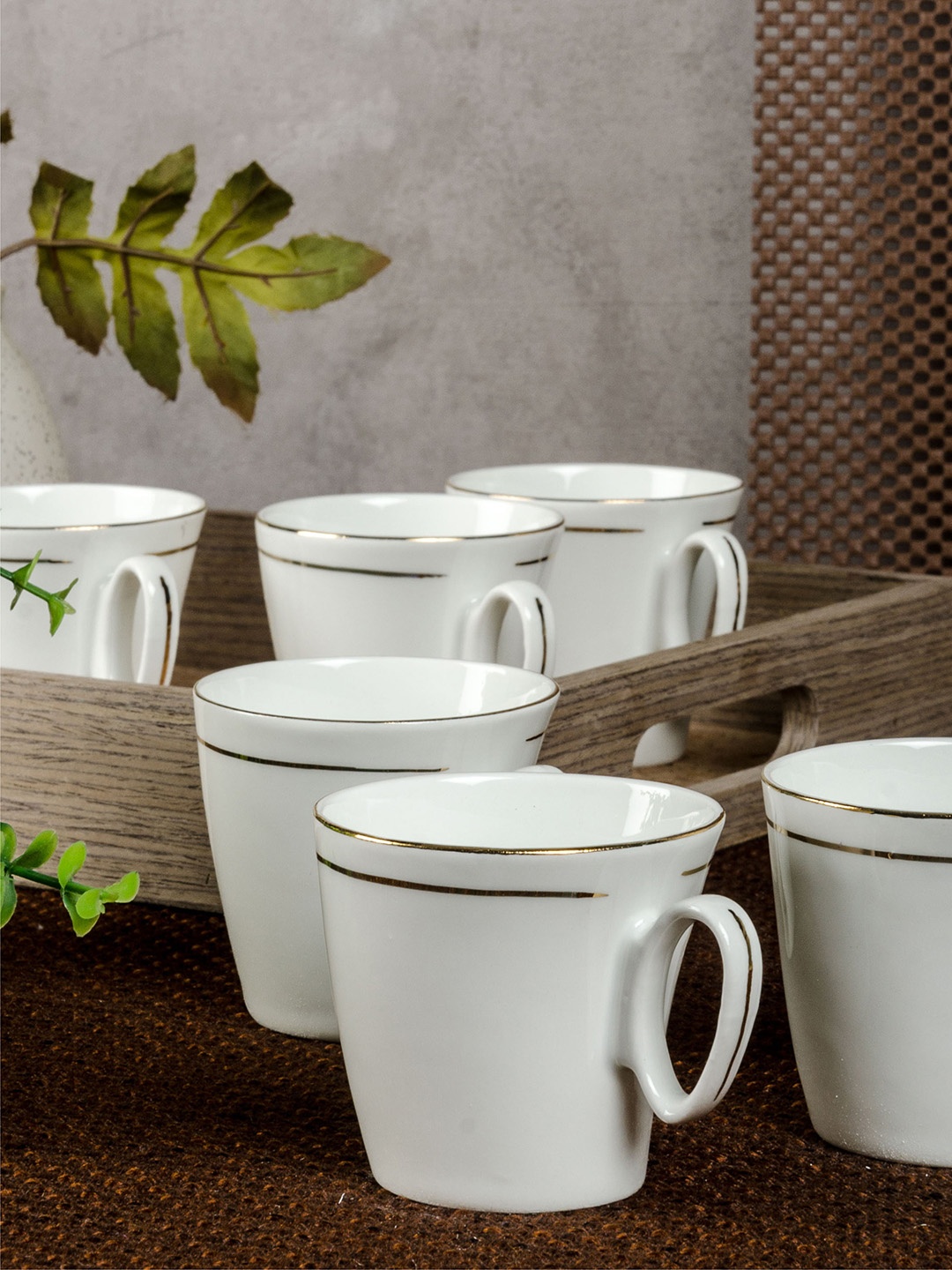 

SONAKI Set of 6 White Solid Bone China Tea Cups