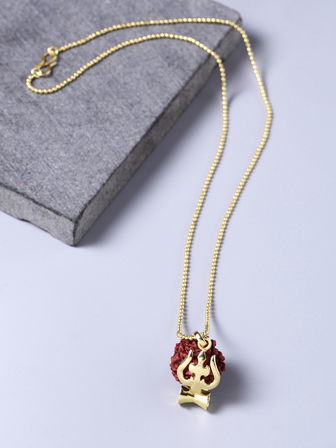 

Dare by Voylla Men Gold-Toned Mahadev Extension Trishul Motif Necklace