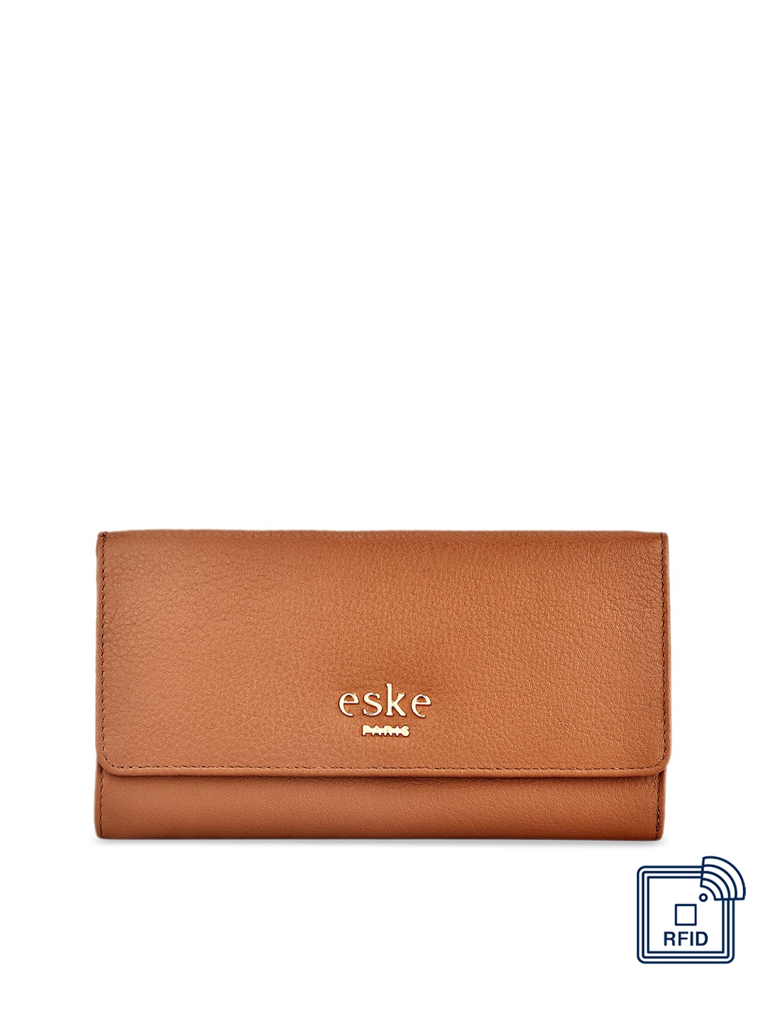 

Eske Women Brown Solid Three Fold Leather Wallet