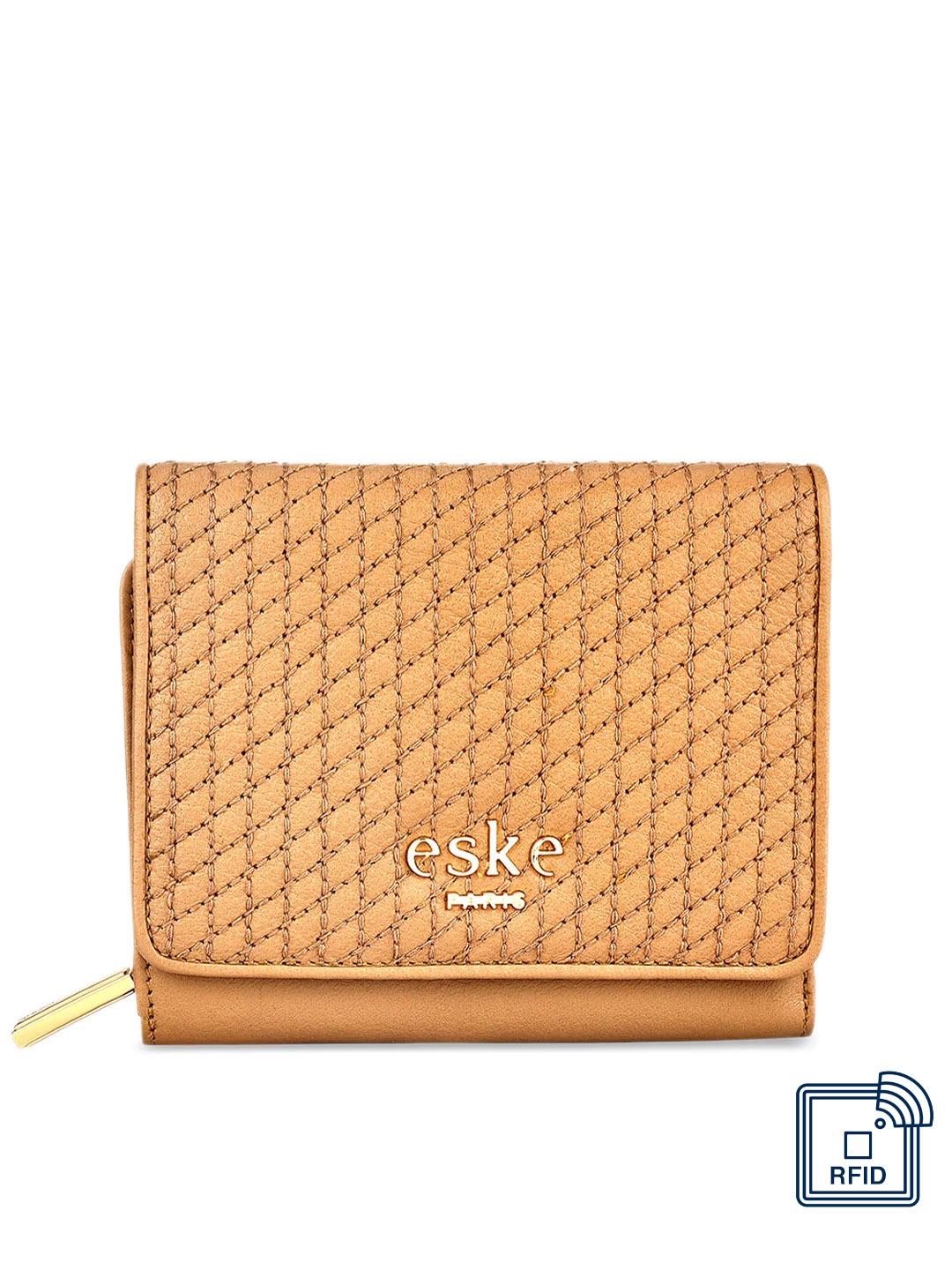 

Eske Women Brown Textured Two Fold Leather Wallet