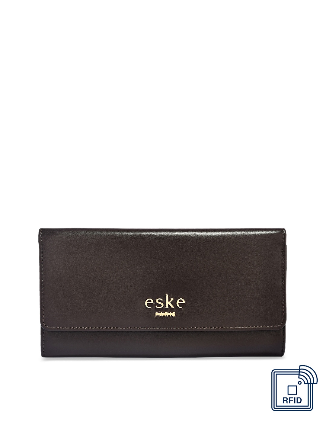 

Eske Women Black Solid Three Fold Leather Wallet
