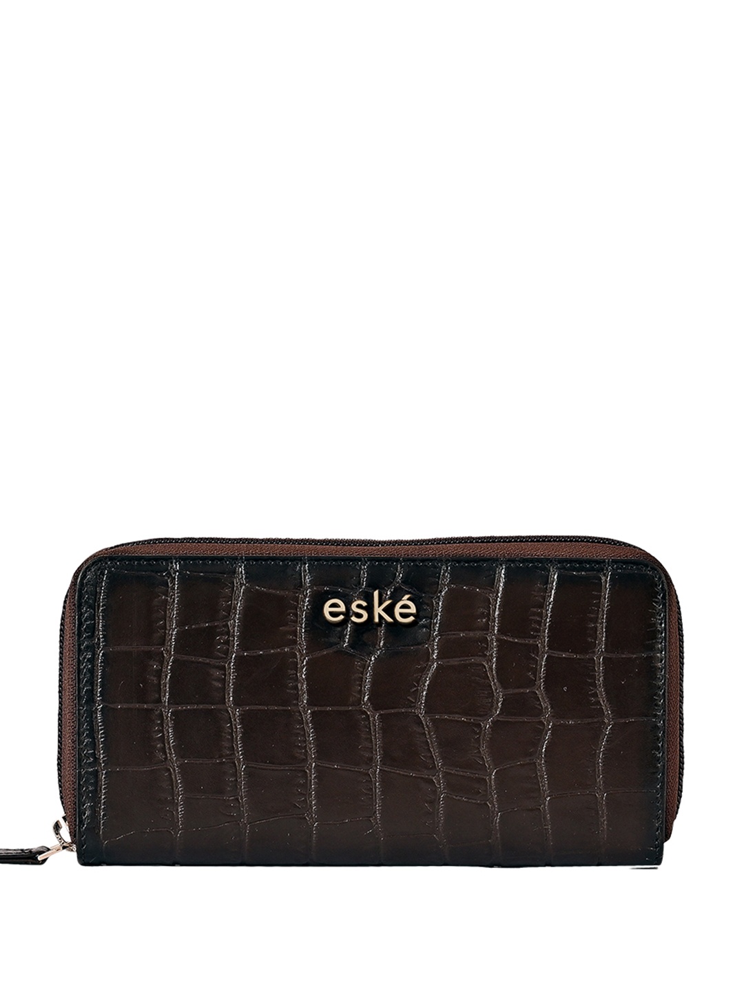 

Eske Women Brown Solid Zip Around Leather Wallet