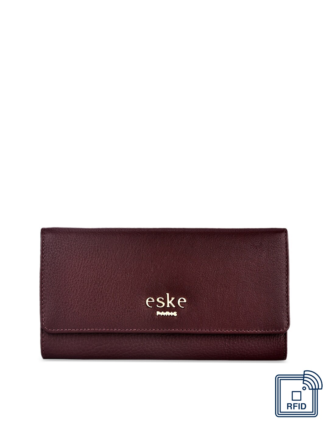 

Eske Women Magenta Solid Three Fold Leather Wallet