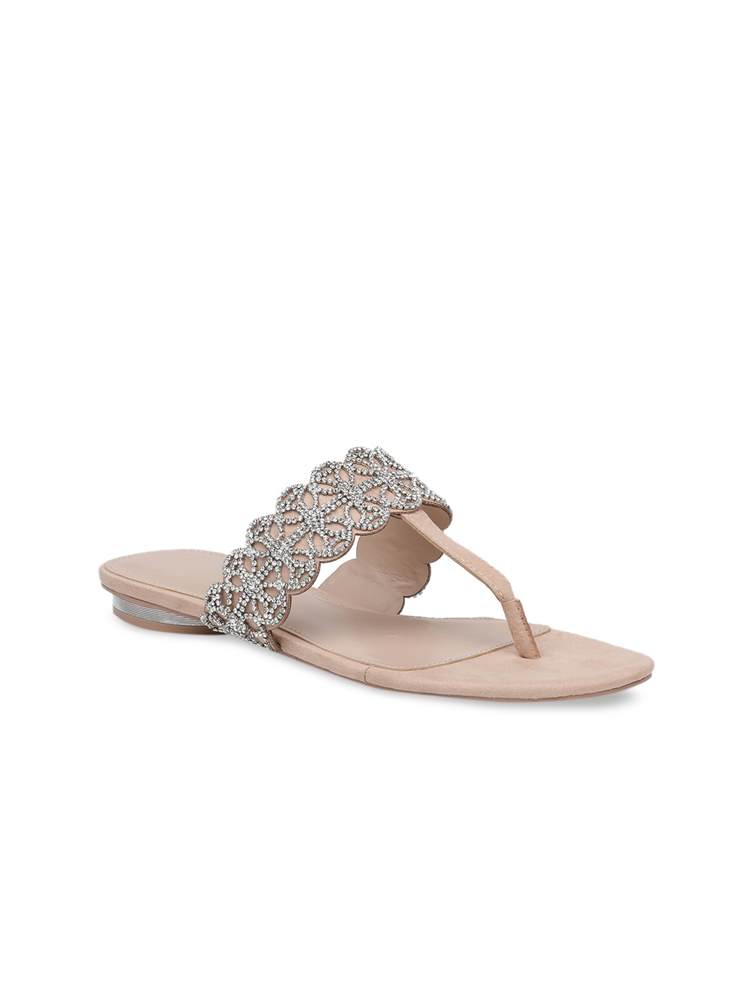 

ALDO Women Beige Solid T-Strap Flats